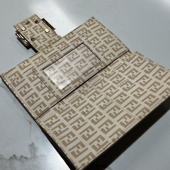 Fendi Wallet Purse Zucchino Canvas Leather Woman - Picture 5 of 12